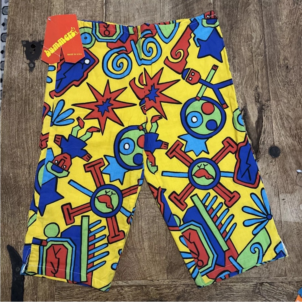 VTG Bummers Swim Shorts Cotton Size M Casual Beach Drawstring Multicolor  USA